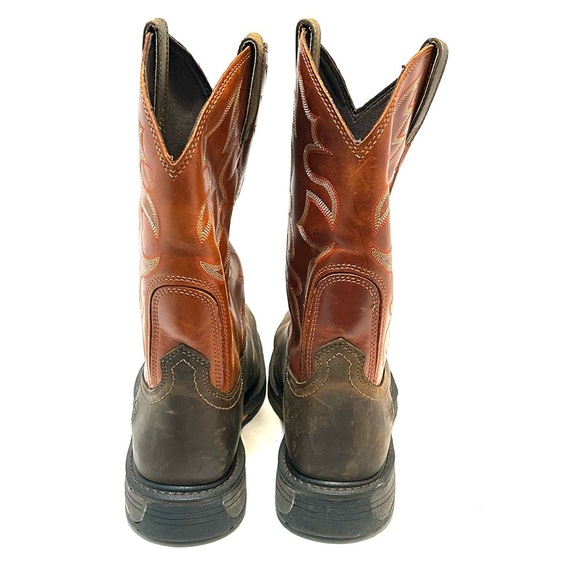 Ariat WorkHog Mens 14D Pull-On Western Boots Steel Toe 100D6961 Brown Orange - Picture 4 of 15